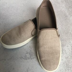 Vince Women’s Sneaker Preston Natural Linen Slip On Loafer Flat Size 6.5